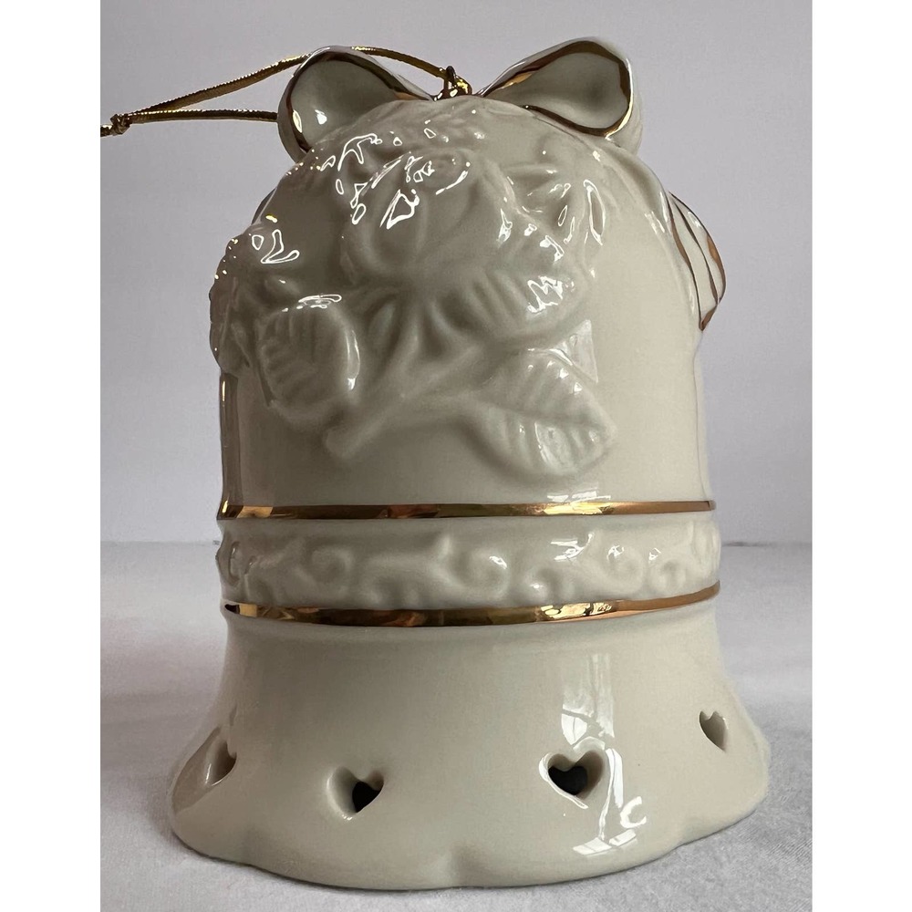 Bell Ornament‎ Crown Accents Off white Glass